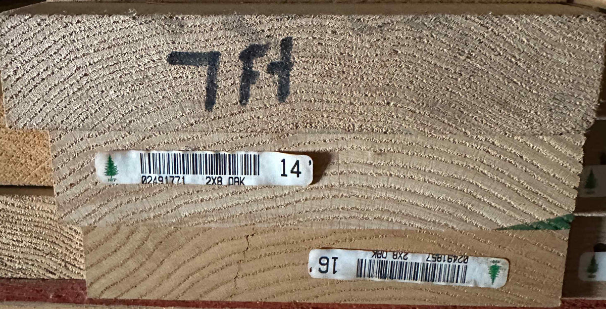 L/F 2X8 Red Oak S4S