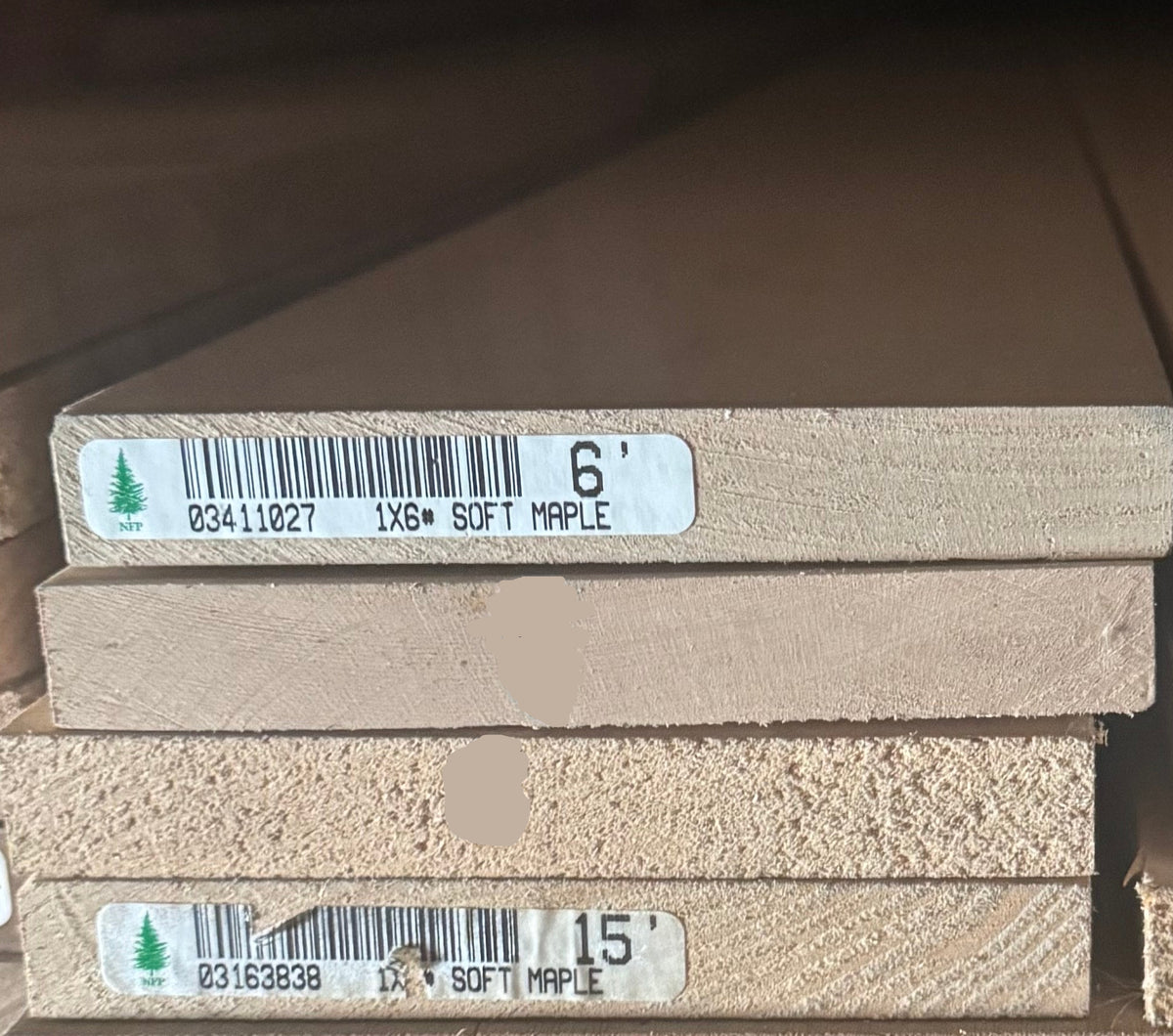 L/F 1X6 Maple S4S
