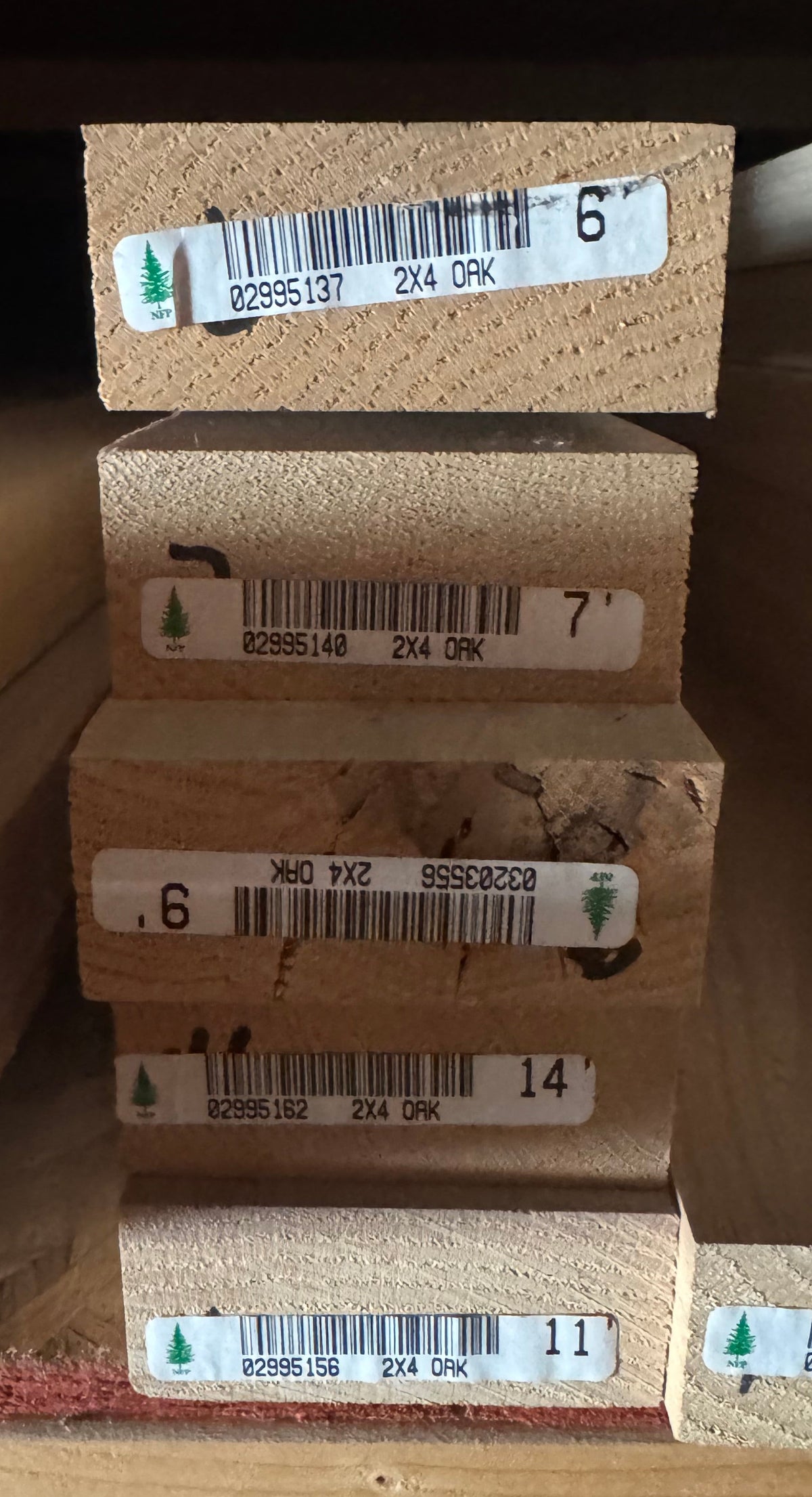 L/F 2X4 Red Oak S4S