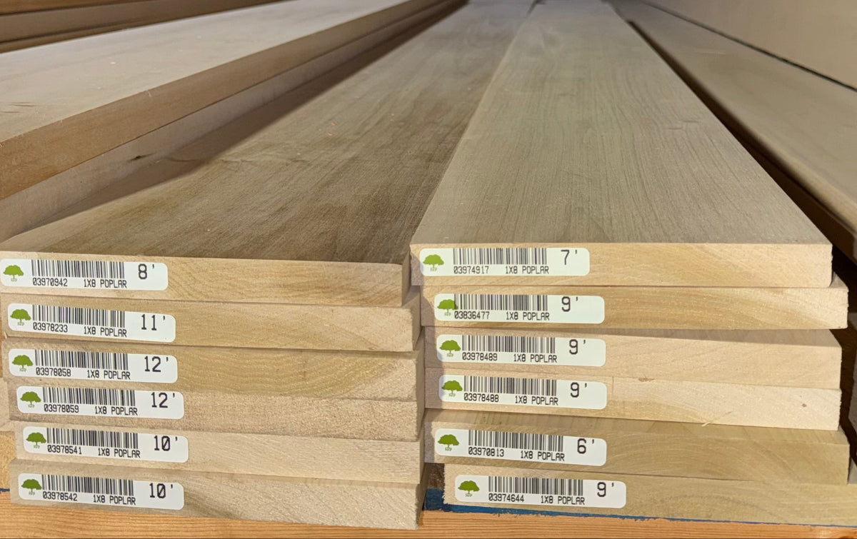 L/F 1X8 Poplar S4S